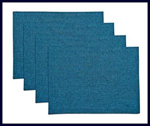 Solino Chambray Teal Handcrafted Set of 4 Placemats