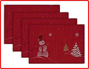 DII Christmas Embroidered Placemats